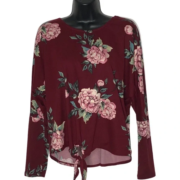 IZ BYER floral crisscross back tie front top | M - Picture 3 of 10